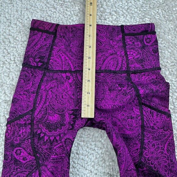 Lululemon Outrun Crop Legging Purple Mesh Antique Paisley Deep Fuchsia Black - Picture 11 of 13
